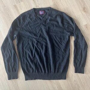 ** UNTUCKit Black Merino Wool V-Neck Pullover Size Large mens